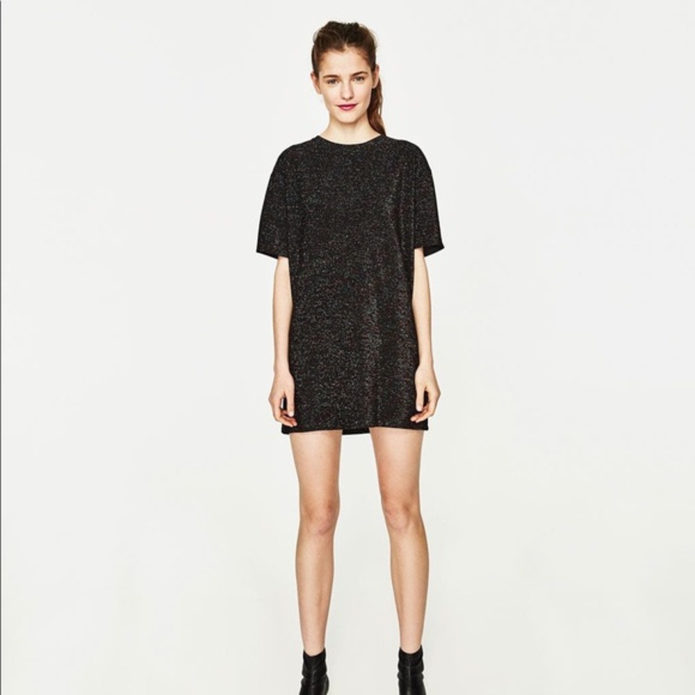 Zara shimmer t-shirt dress, hardly worn!